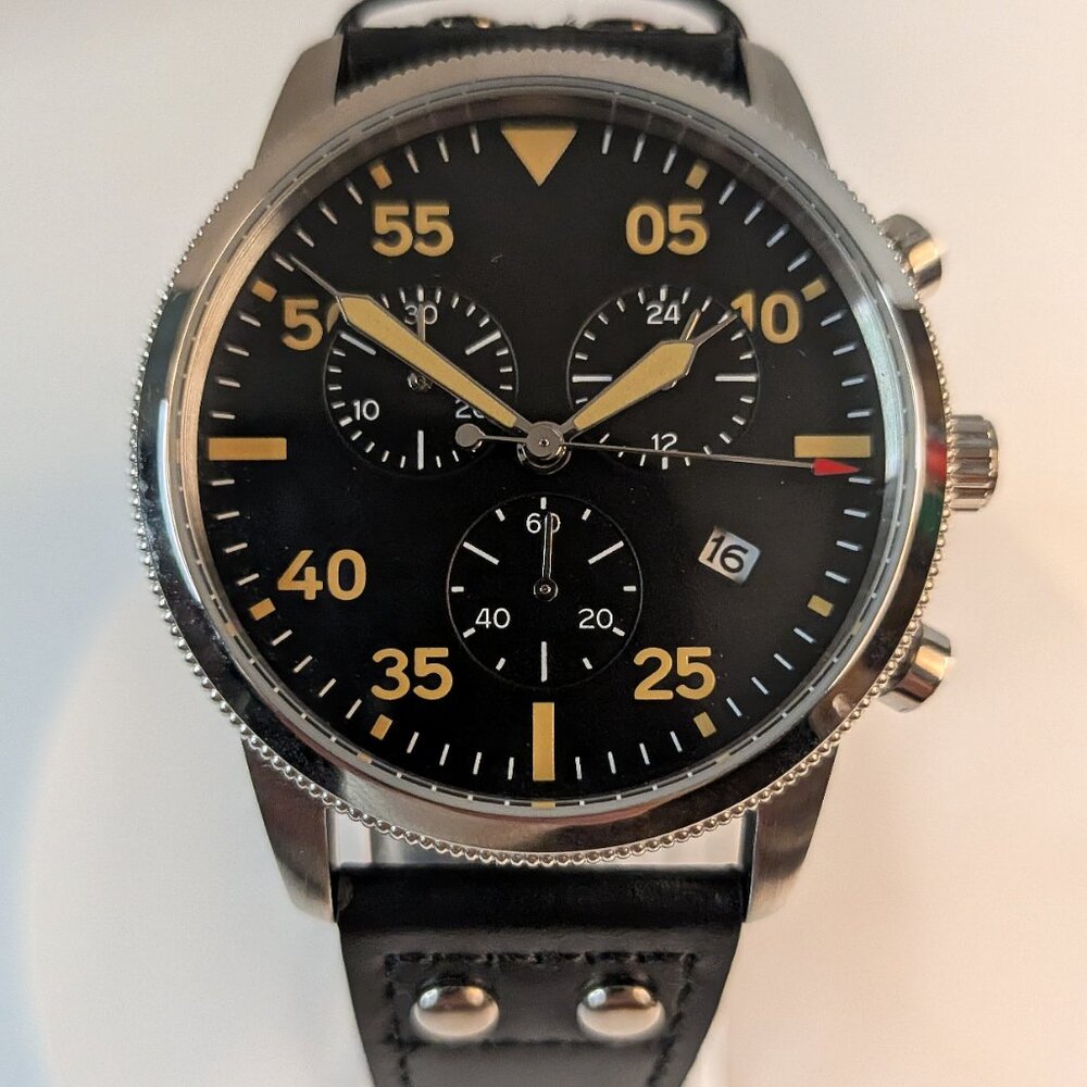 Classic Luxury Pilot Chronograph Watch Japanese JS05 Quartz Wristwatch